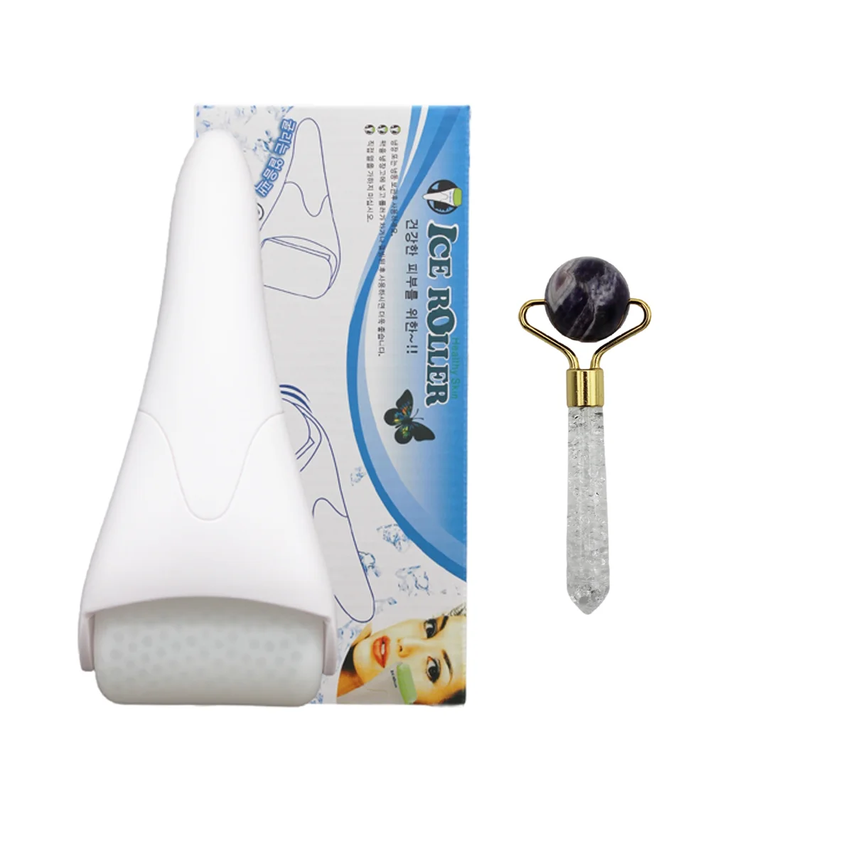 Facial Skin Care Beauty Roller Set Mini Jade and Ice Roller Gift for Girls and Women Face Massage Tools Facelift Beauty Rollers