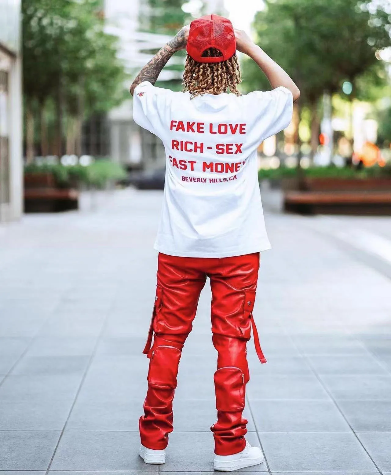 Mens High Quality Faux Leather Stacked Cargo Pants Manufacturer Custom Loose Multi Pocket PU Trousers Streetwear For Men