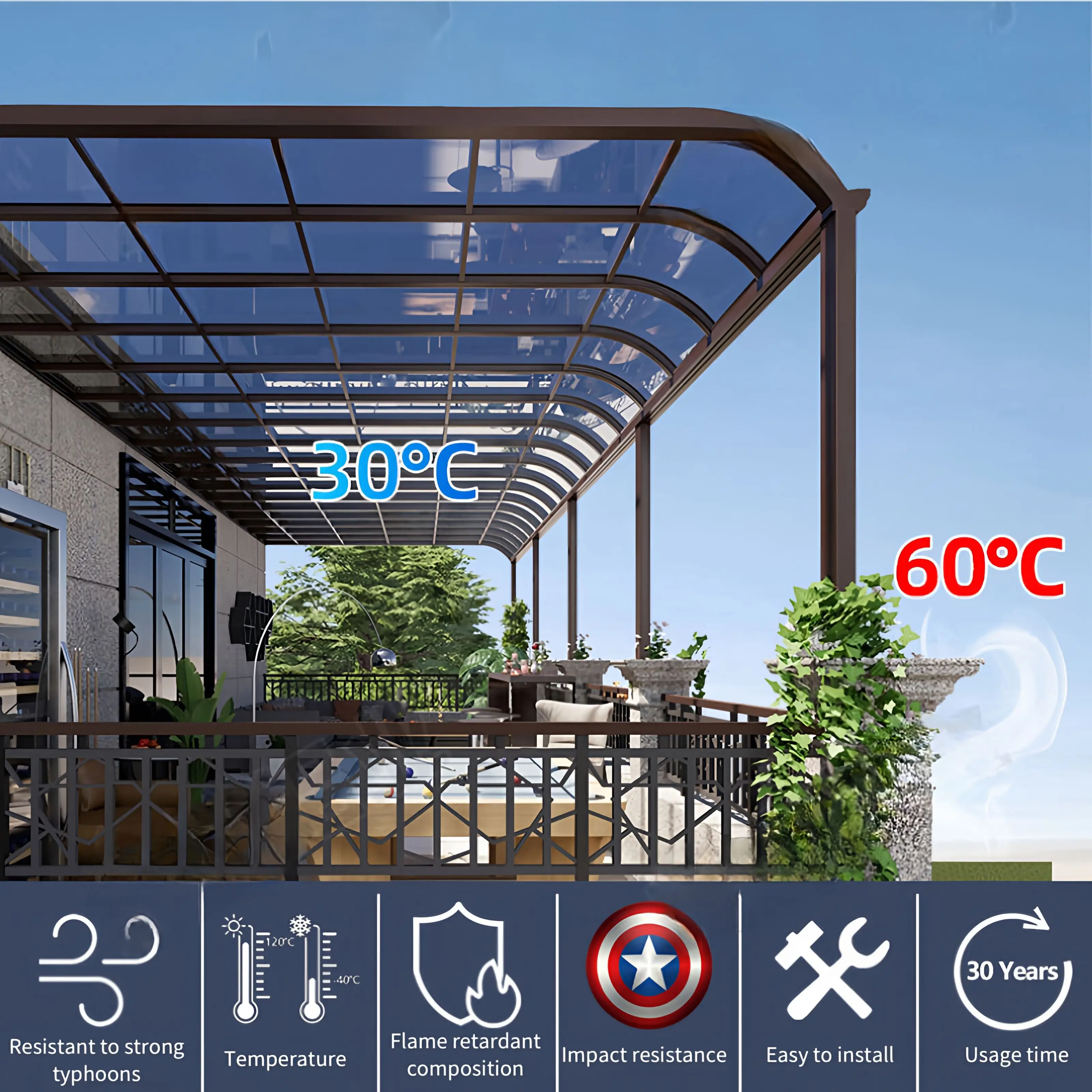Hot Selling Product Aluminum Carport Polycarbonate M Shape Carport Shelter Aluminum Awning  For House Garage