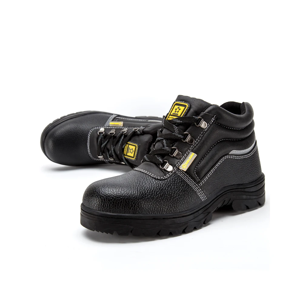 China factory high quality embossed cow leather anti slip industrial leather safety shoes work boots