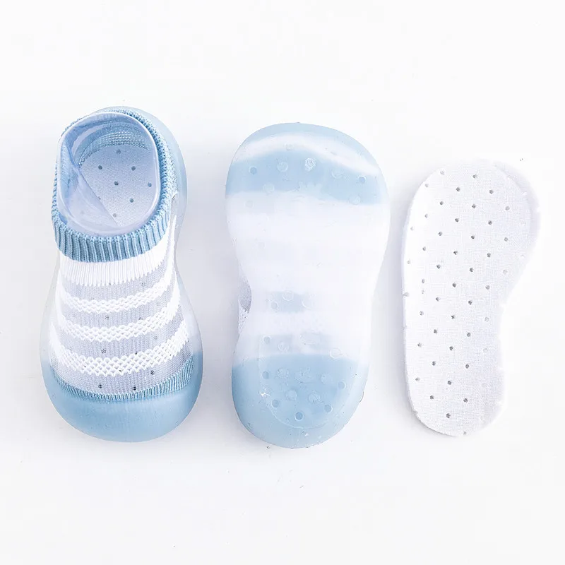 2024 summer new baby sneakers baby mesh breathable socks shoes rubber shift socks with transparent sole