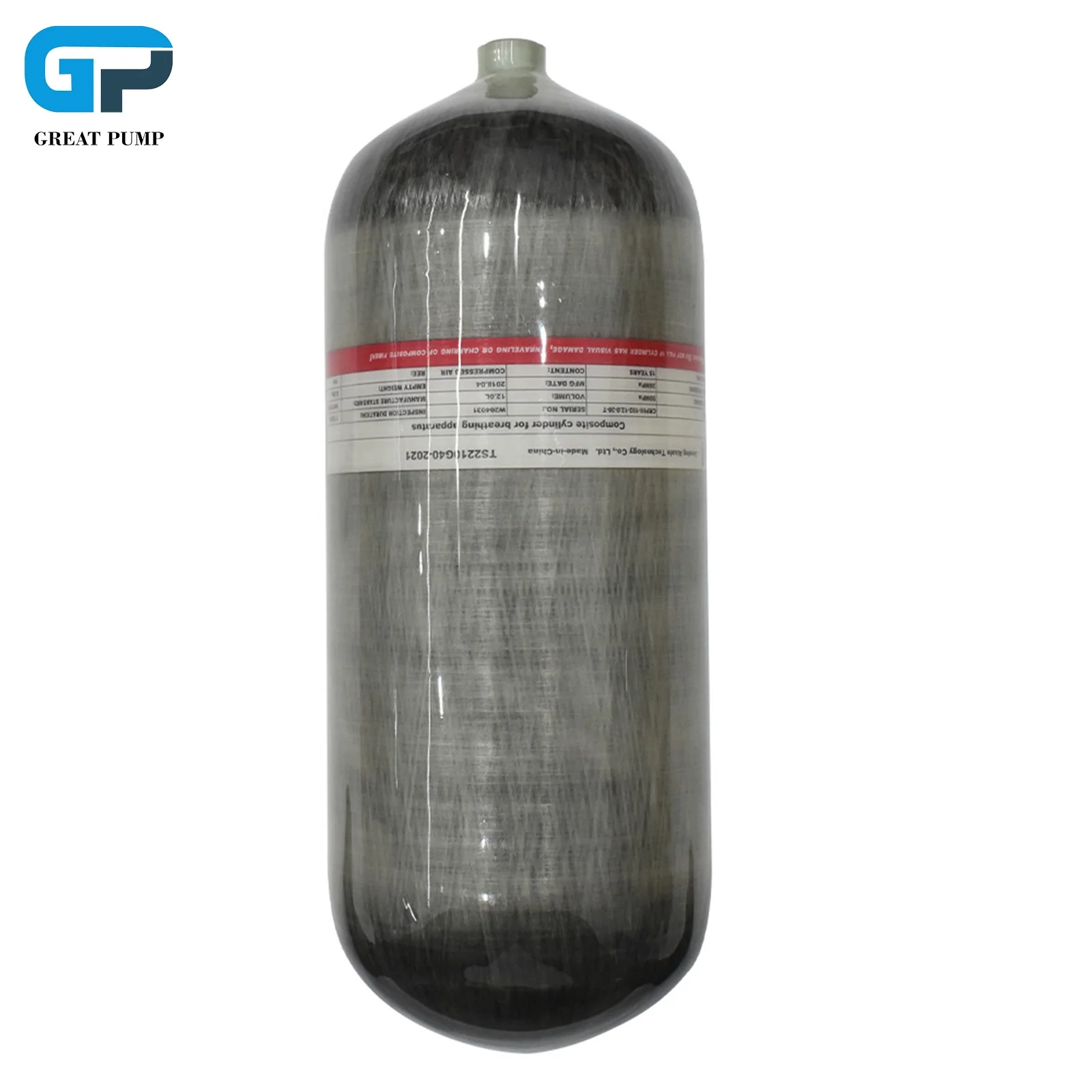 GP High Quality High Pressure 12L 4500 psi 300bar M18*1.5 Straight Thread Bottle Mouth Carbon Fiber Big Air Tank Gas Cylinder