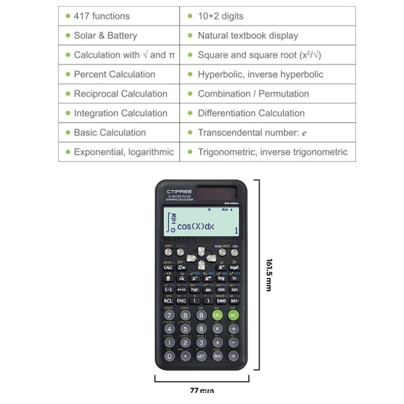 991ES PLUS II Transparent Model Scientific Calculator 417 Functions For Students Back To School calculadora cientifica