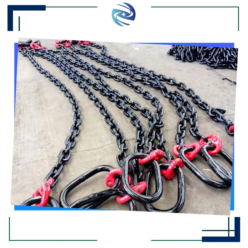 Different Length Ohmic Ring Hook Drop Forged Chain High Quality Transmission Chains G80 Lifting Hook Chain Sling for Steel Pipe