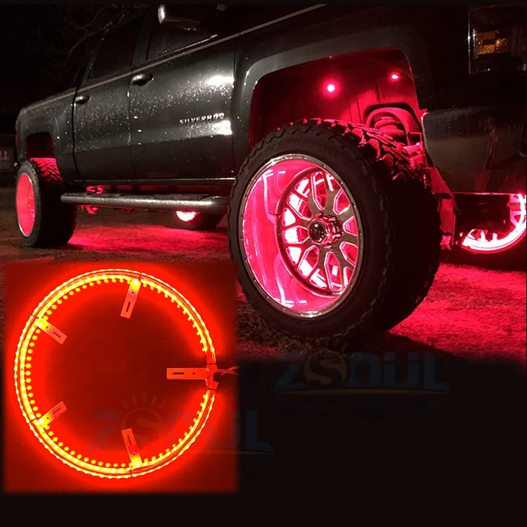 Color Flashing LED motorcycle Ring Light kit 4x4 buggy wheel decoration light
