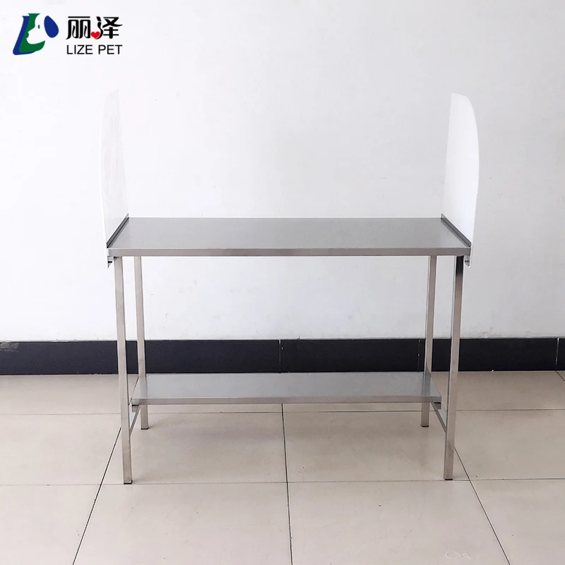 LIZE Stainless Steel Infusion Table Veterinary Instrument with Acrylic Baffle Clinic Equipment Animal Medical Care Pet Hospital