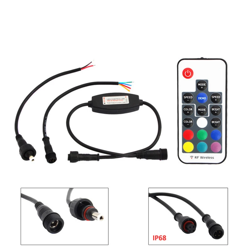 Миниатюрный Беспроводной светодиодный контроллер с 17 клавишами водонепроницаемый многоканальный RGB подсветкой и защитой IP68 5-24 В постоянного тока