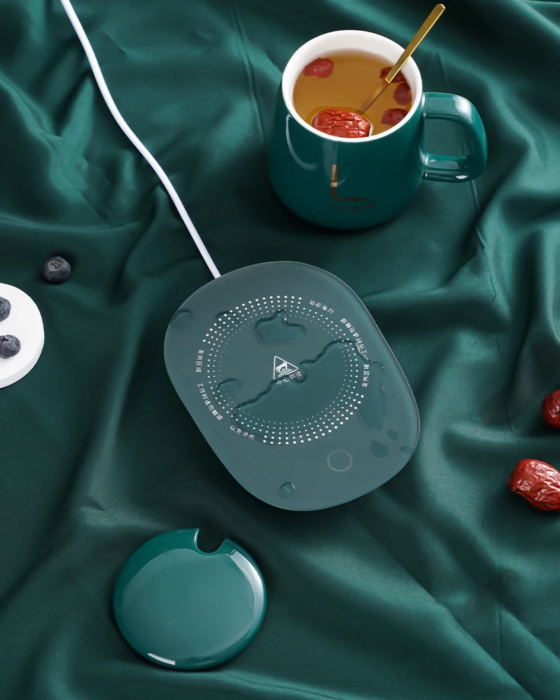 Electric Milk Tea Cocoa Beverage Coffee Mug Cup Warmer with Coaster 131 Fahrenheit Degree/55 Celsius Degree For Home Office