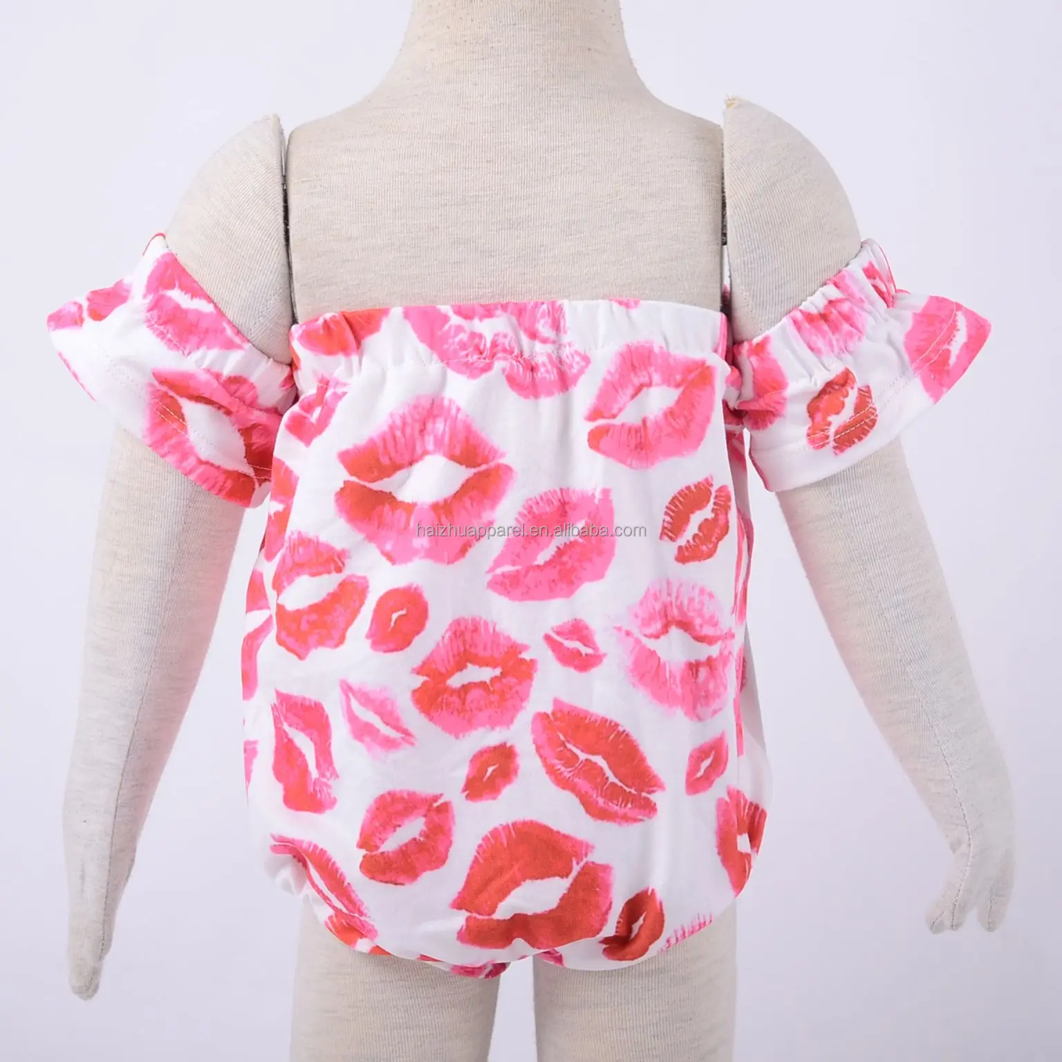 Wholesale baby ruffle edge kiss rompers snap button romper girl baby Leopard printed bubble rompers baby strapless  leo