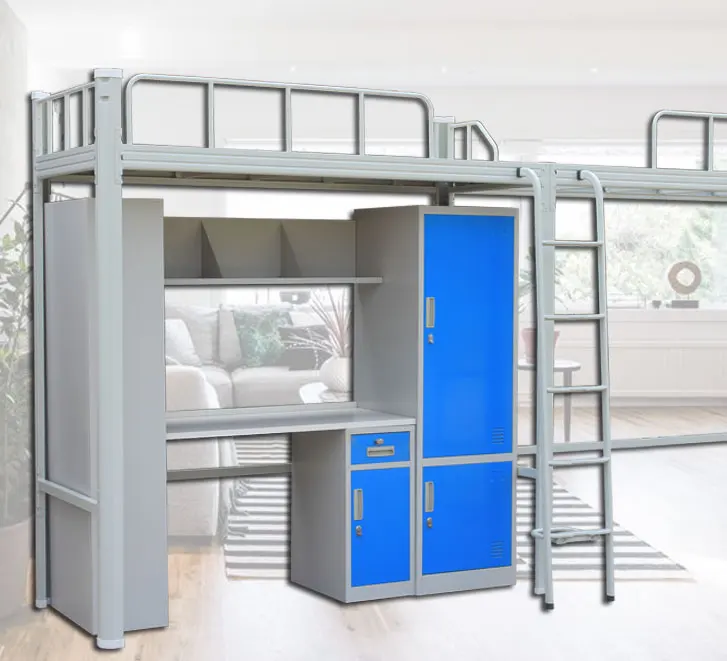 Metal Locker Bed Steel Bunk Beds Bedroom Use Customized Manufacture Cheap Price Desk and Wardrobe