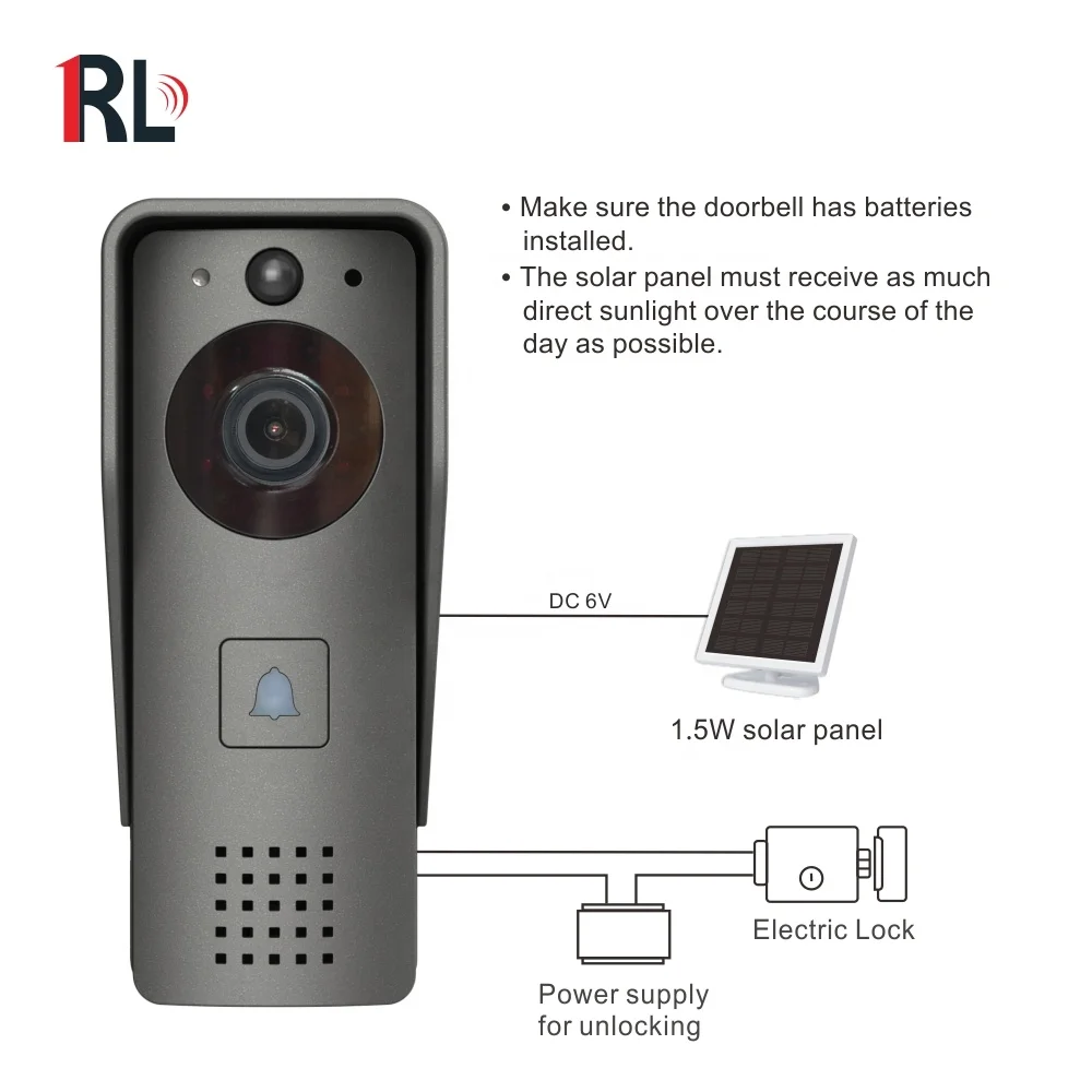 Tuya video door phone outdoor smart ring doorbell wireless 1080p video doorbell camera wireless video intercom with solar panel