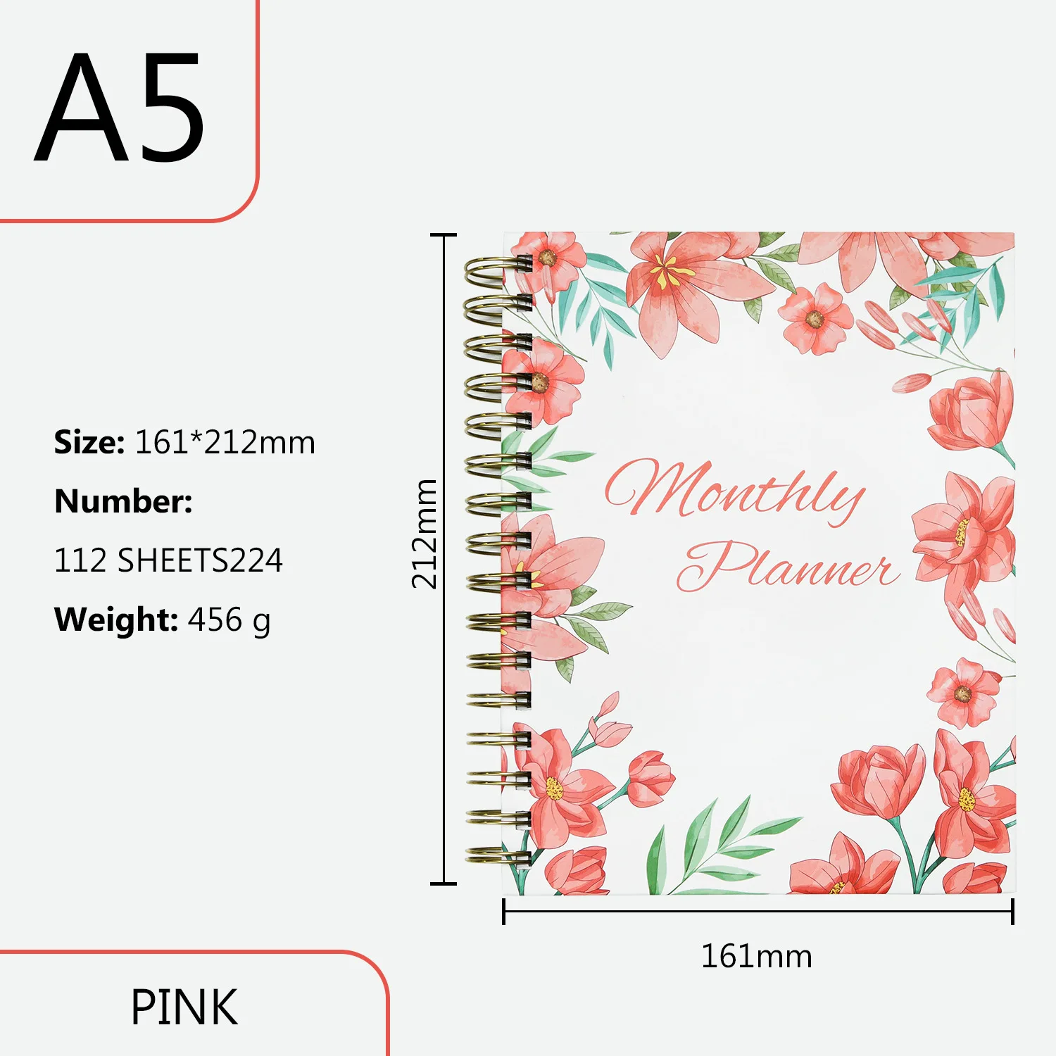 Printed Cover Metal Spiral Coil Book With Date Calendar Schedule Planner