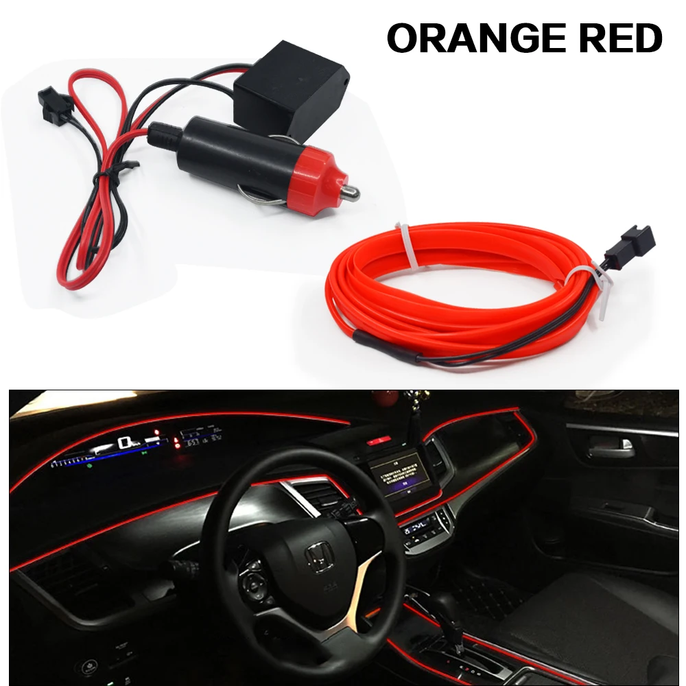 1M 3M 5M car EL Wire led strip Atmosphere light for DIY flexible AUTO interior Lamp Party decoration lights Neon strips 12V USB