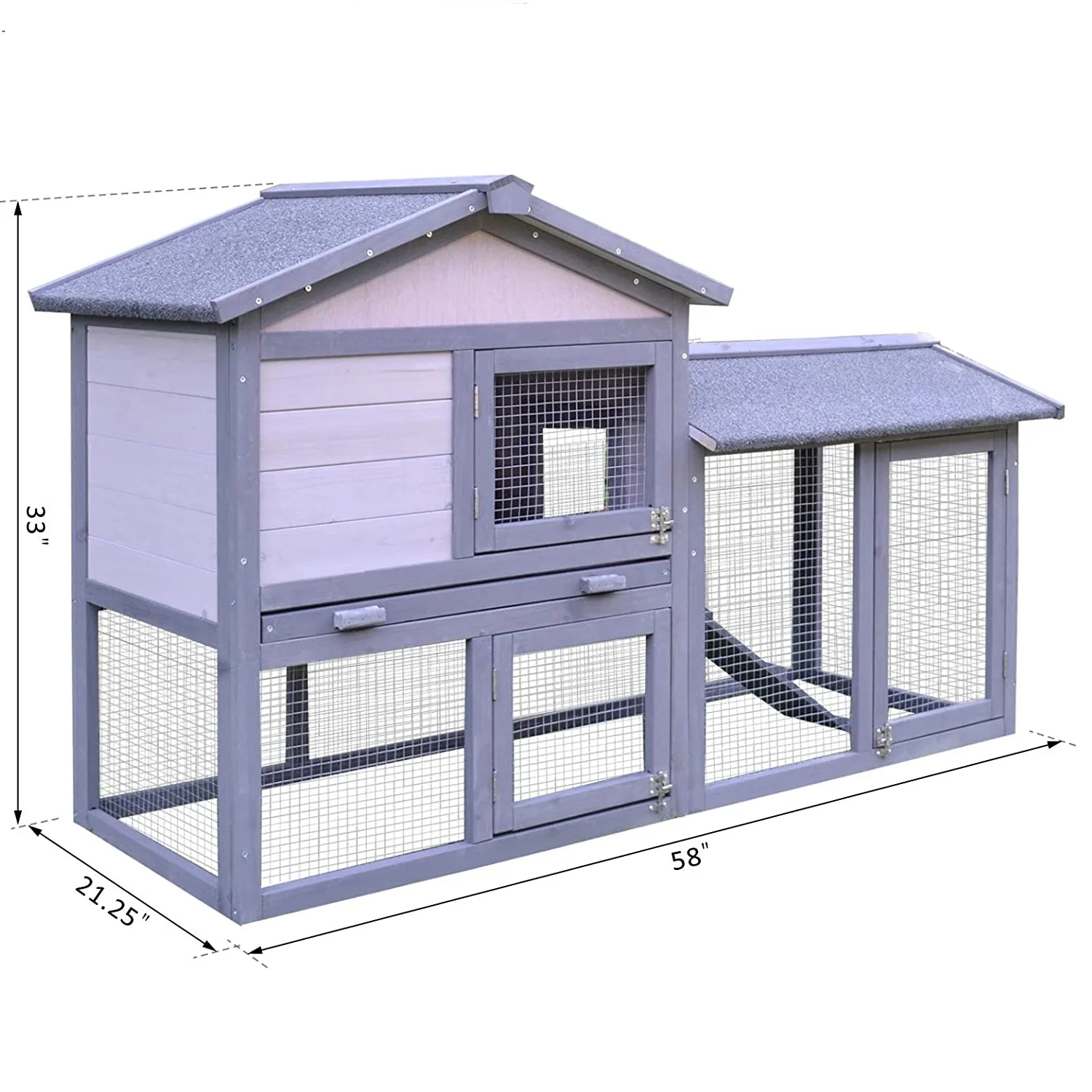 Large Outdoor Raised Wood Rabbit Hutch Animal Enclosure For Run Bunny Cage
