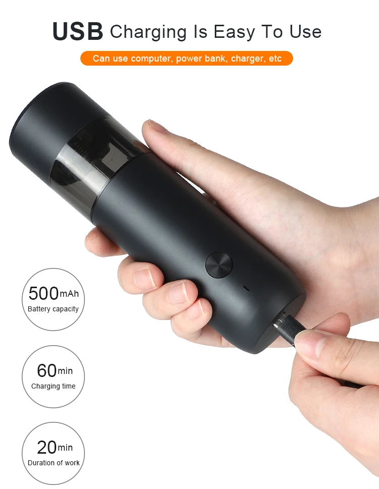 Automatic electric USB salt and pepper grinder adjustable portable spice grinder set salt mill with light