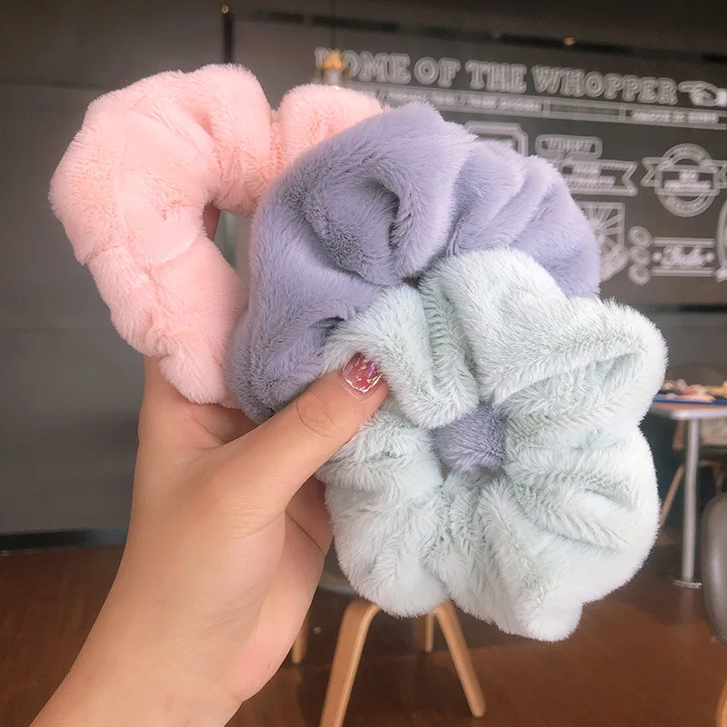8 Color Soft Plush Elastic Rubber Band Solid Color Ponytail Holder Elastic Hair Bands Scrunchies