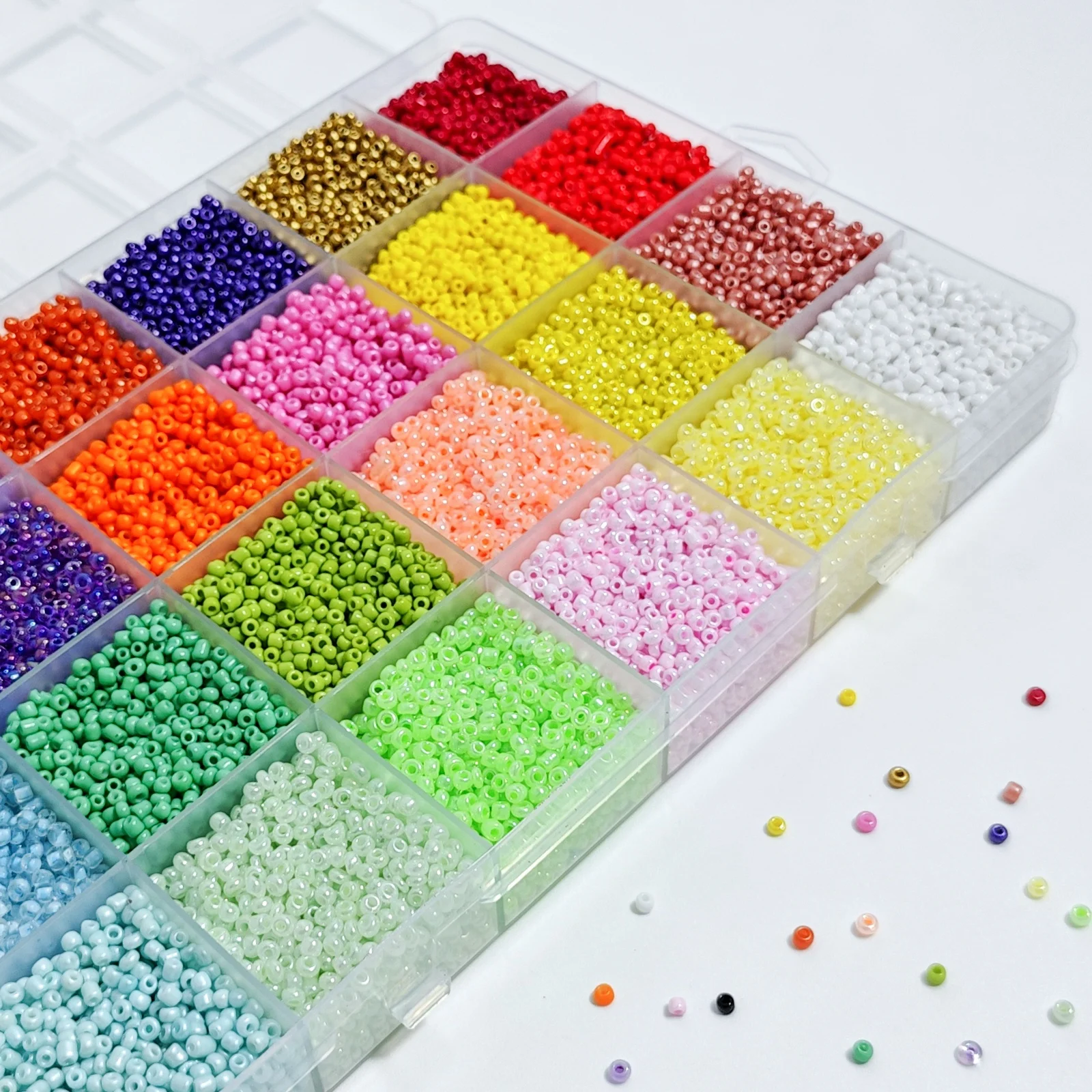 Hot Selling 24 Colors 28800PCS 12/0 8/0 2/3mm Customizable Colors Glass Seed Beads DIY Beed Kit For Bracelets Making