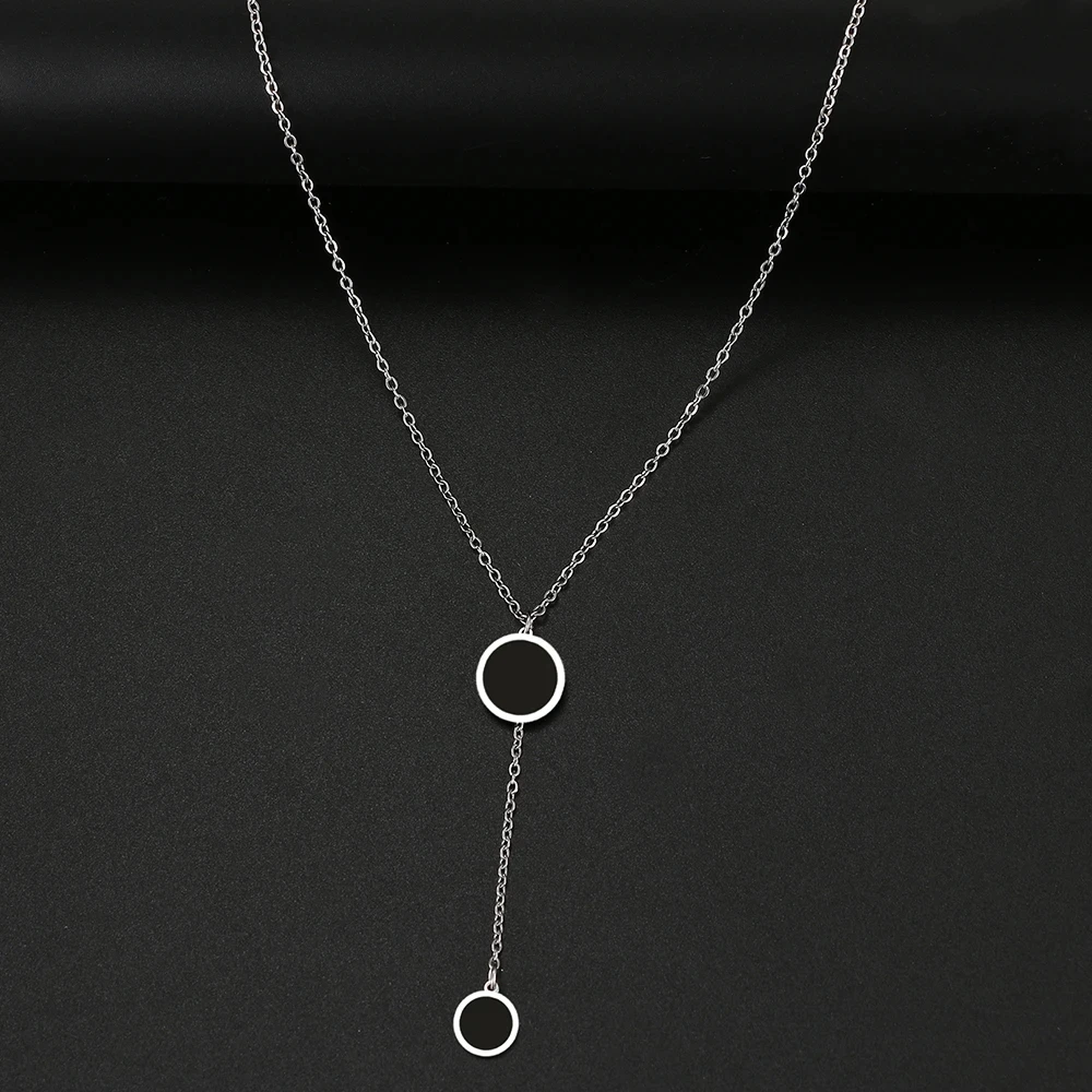 Stainless Steel Necklaces Round Minimalist Light Luxury Pendants Two Accessories Best Friend Necklace For Women Jewelry