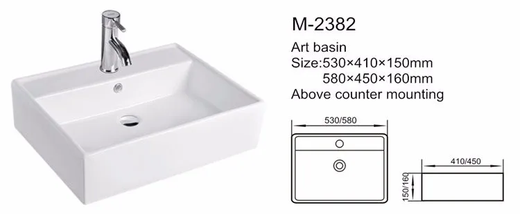 Bathroom above counter porcelain types of wash basins