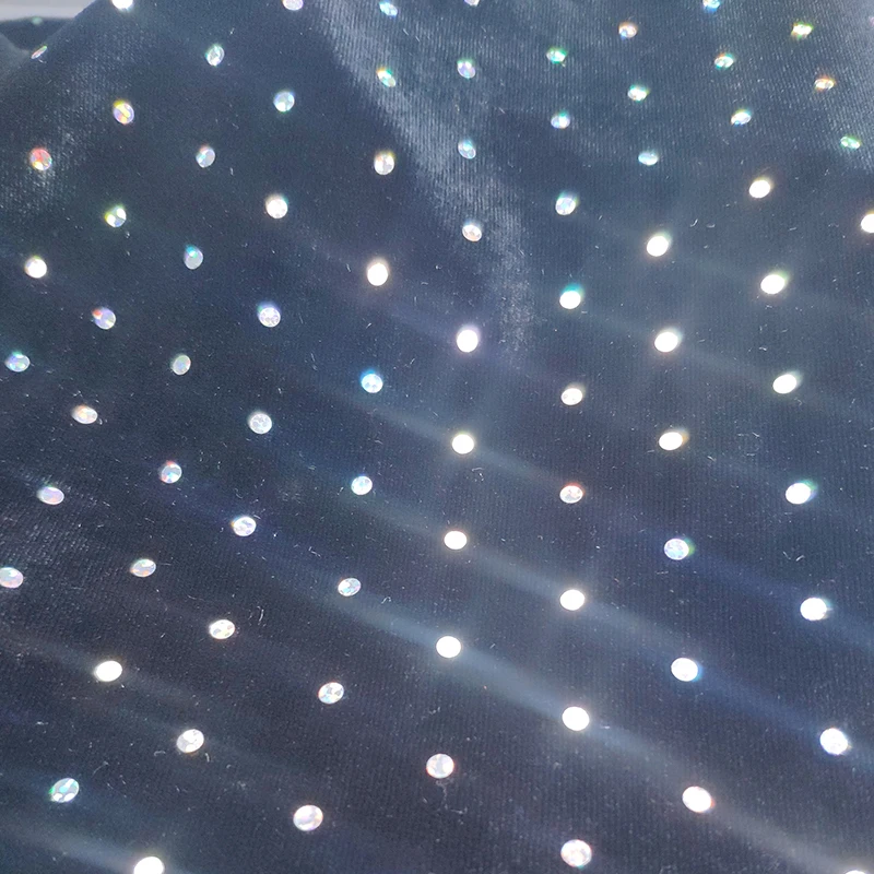 velvet fabric for garment clothing foil laser dot 92%Polyester 8%Spandex 4 way stretch textile custom elastic fashion