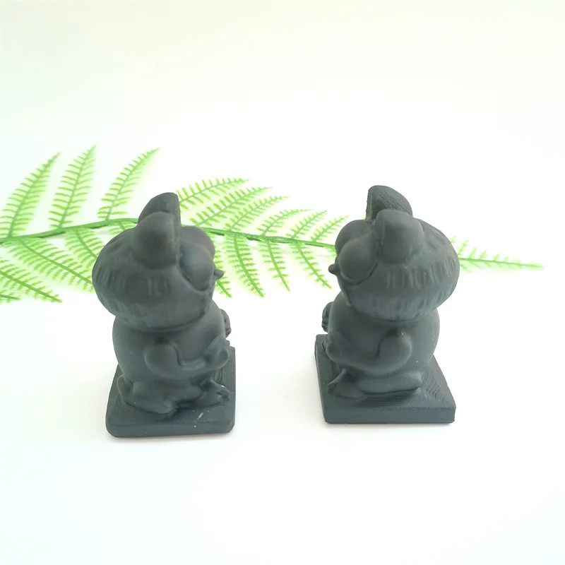 Hot Sale Animal Handicraft Natural Black Obsidian 7cm Crystal Fat Cat Gift For Kids