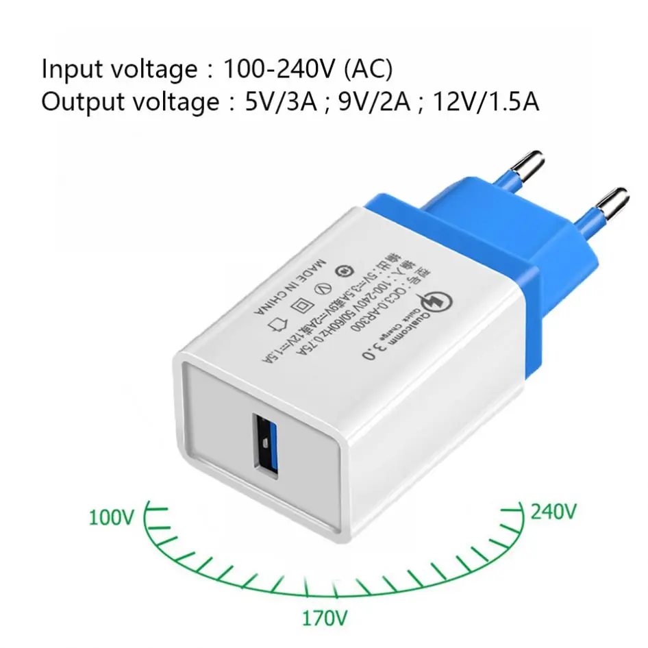  Wholesale QC 3.0 Quick Charge USB Charger 3.1A Home Fast Charging For Samsung S20 Note10 Huawei Xiaomi Single