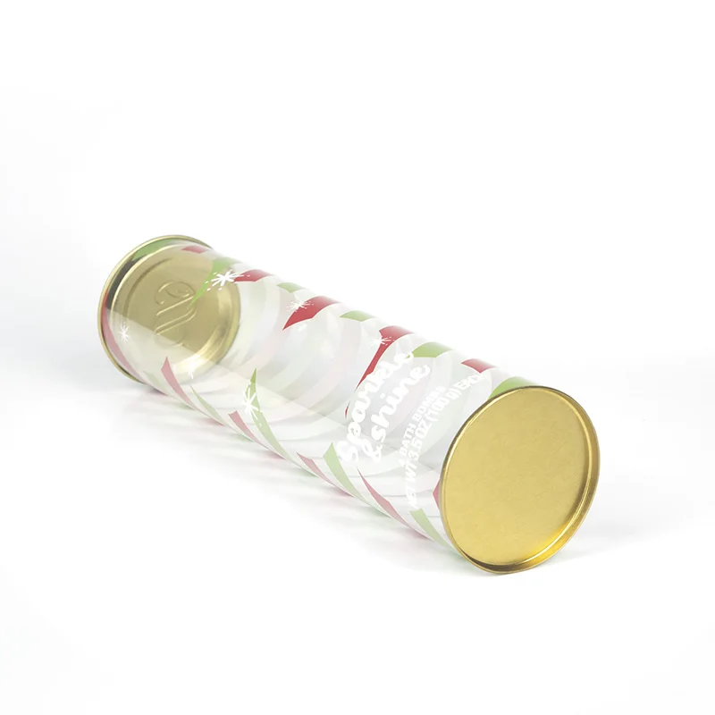 Plastic Cylinder Tube Printed Packaging Clear Round PVC Plastic Boxes With Tin Lid
