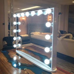 В наличии! Docarelife роскошное деревянное бескаркасное косметическое зеркало для макияжа голливудское зеркало с светильник светодио дный лампочки