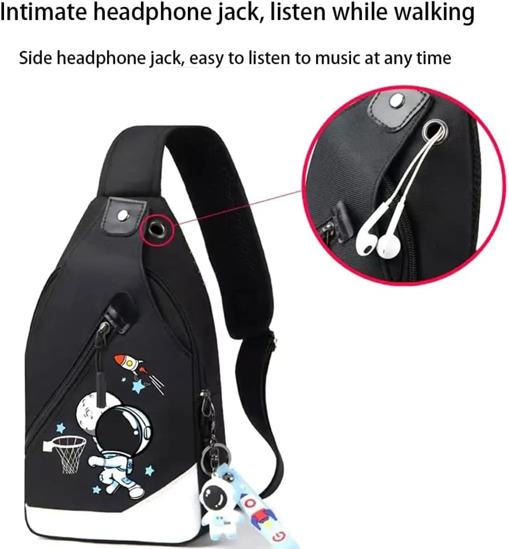 Wholesale Men Cute Astronaut Cartoon Sling Bag Crossbody Casual Chest Shoulder Daypack Hiking Travel Backpack