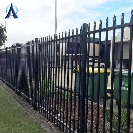 Powder coated 6ft 8ft black galvanized steel metal fence panels picket ornamental fence wrought iron fence