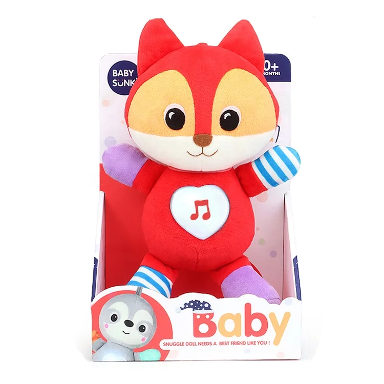 Stuffed baby pretend play Sleep Plush toys 0 6 months sound light Musical kids soft baby bed bell rattle soothing toy