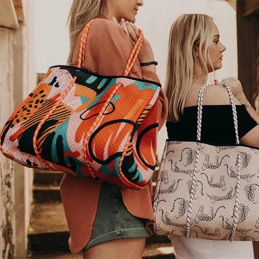 Summer Neoprene Multipurpose Beach Bag Tote with Inner Zipper Pocket