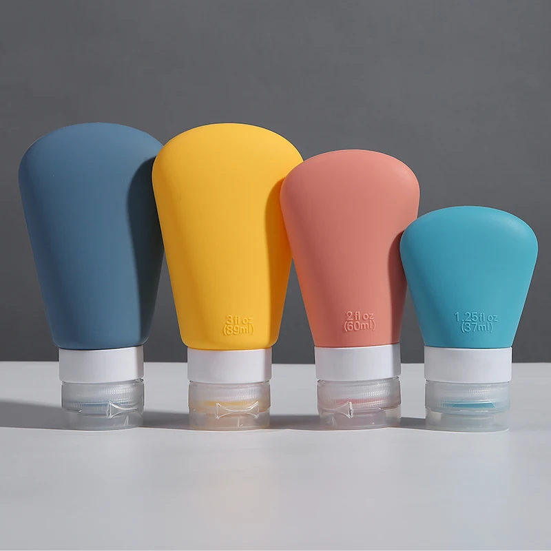 Hot Sale Portable Squeezable 37ml 60ml 89ml Set Toiletry Bottles Travel Kit Silicone Travel Bottles With Lid