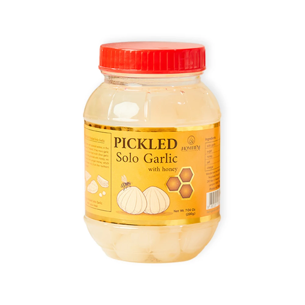 Homtiem Pickled Solo Garlic 7.04 Oz (200g.) with Honey Non-Additives, Non-Preservatives for Appetizers Healthy