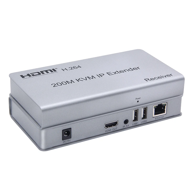 Vitalforce Metal Housing 200M HDMI Extender Over IP With KVM In Silver Color Cat6 HDMI Extender VGA Extender