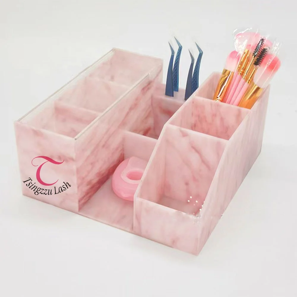 Acrylic grafting eyelash desktop storage box beauty eyelash store tool organizer box tweezers rack large capacity