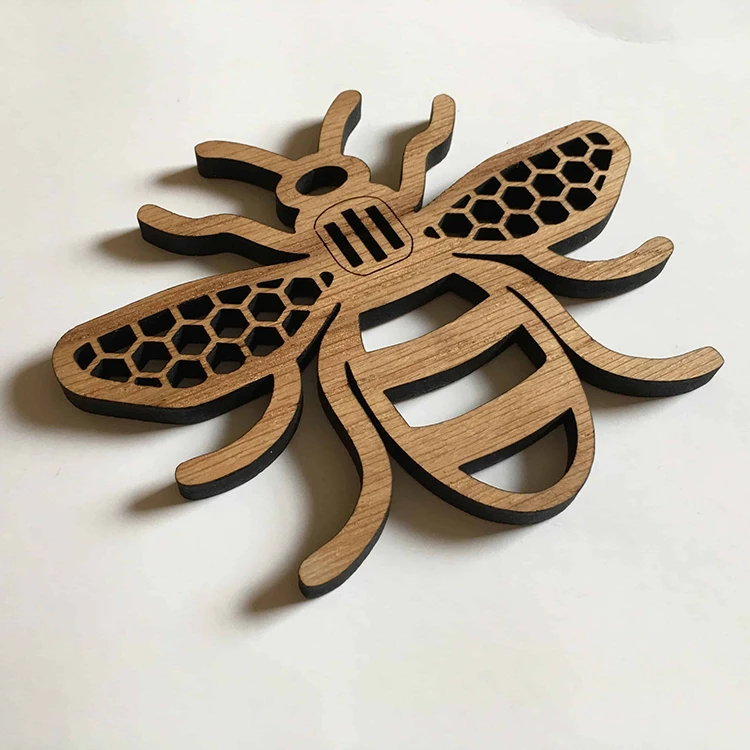 Wholesale Custom World Bee Day Craft Blank Wood Coasters Set for Kitchen Dinning Room