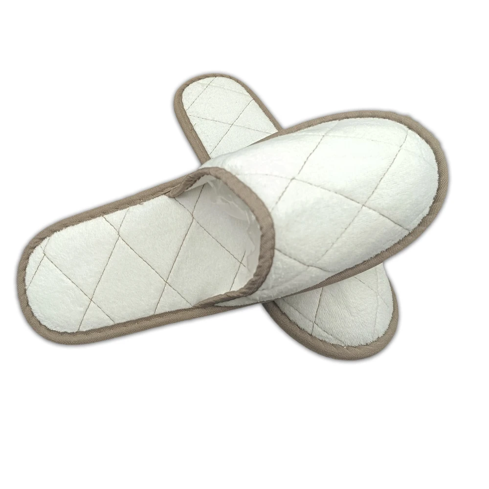 four season luxury hotel slippers white cut velour spa pedicure slippers closed toe eco friendly XPE slippers washable bulk buy