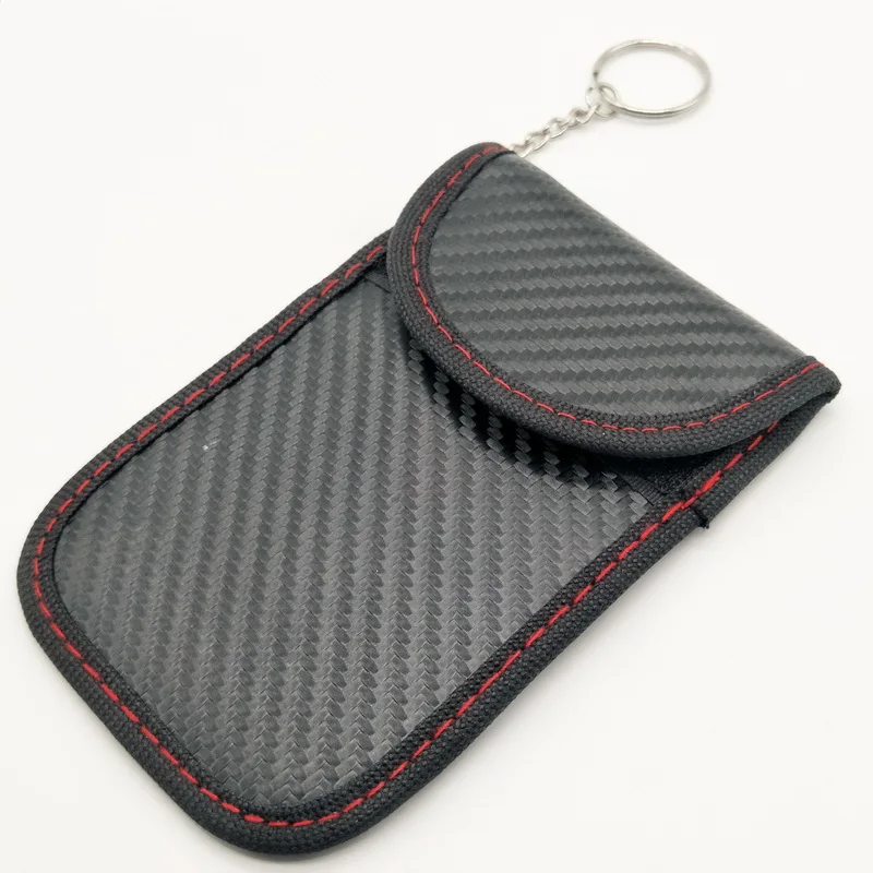 Carbon Fiber Pattern RFID signal Shielding Key case Faraday Bags Anti-theft Car Key Wallet Car Key signal Blocker