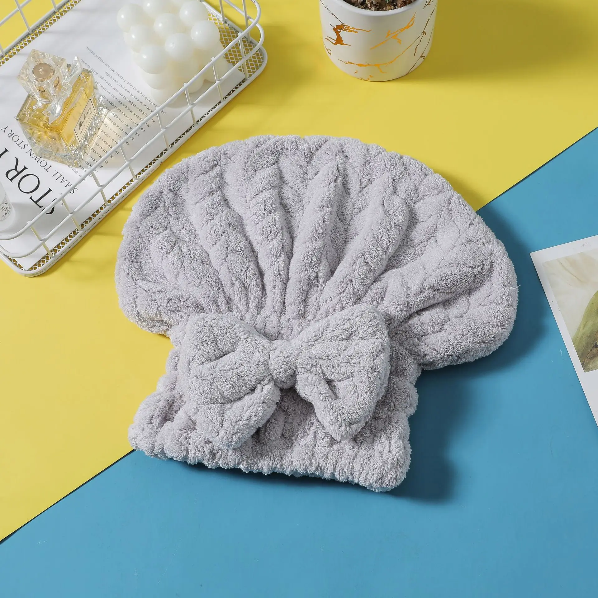 Пользовательское полотенце для волос из микрофибры, коралловый бархат, хлопковая быстросохнущая шапочка для душа