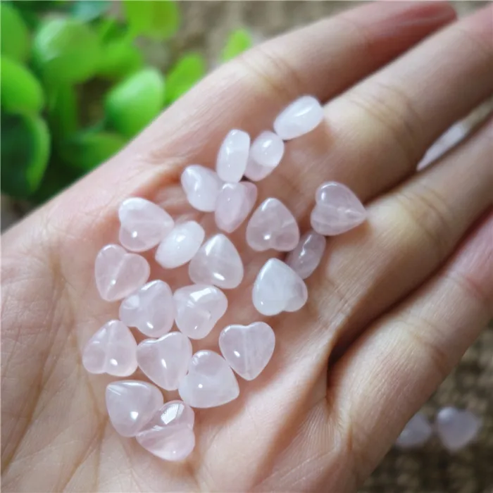 Hot sale 8mm Heart Shape Natural Rose Crystal Pink Quartz Loose Gemstone Beads for DIY jewelry making