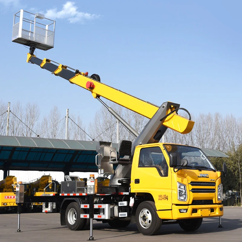 23 meters hydraulic aerial cage truck for high altitude advertising installation