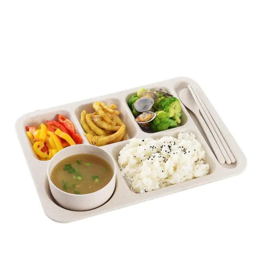 Shop with green Unbreakable Divided Plates Microwave Dishwasher Safe Tray for Kids Adults Wheat Straw Plas
