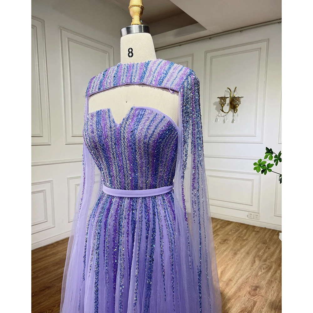 Green Cape Sleeves A Line Beaded Full-length Evening Dresses Serene Hill LA71912 Long 2023 Party Gowns For Woman Wedding