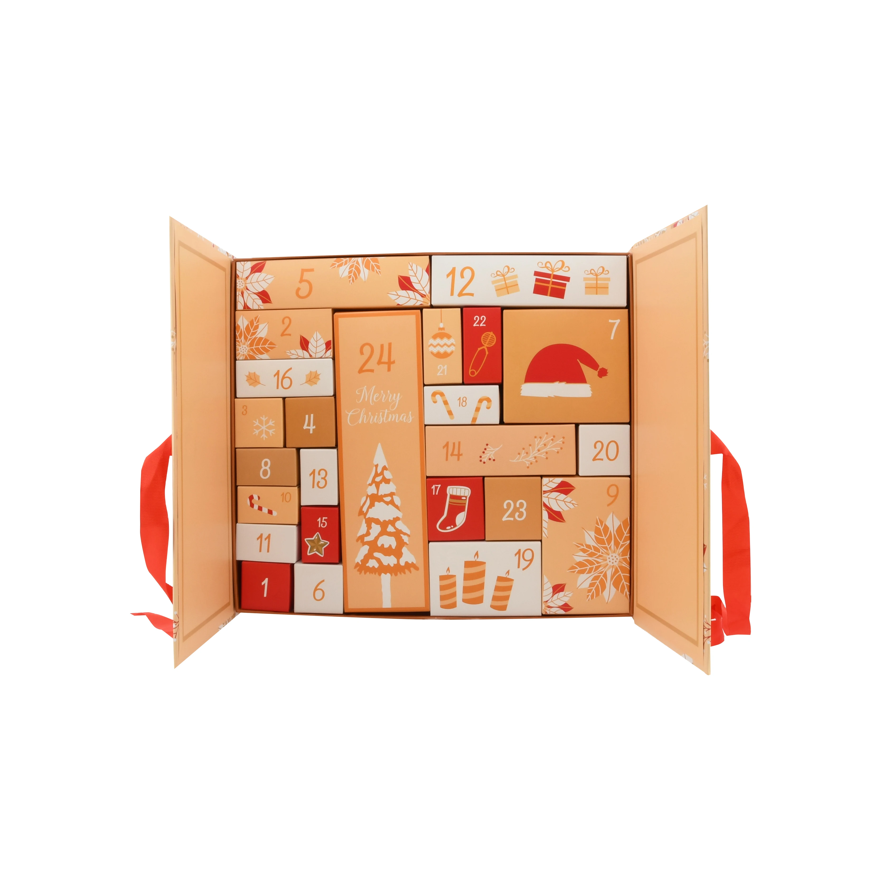 Wholesale Empty Advent Calendar Cardboard Box Custom Advent Calendar Boxes Handmade Christmas Advent Calendar Packaging Box