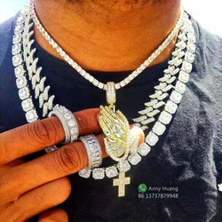 Luxury fashion jewelry custom vvs moissanite cross pendant 925 silver iced out trending diamond cross pendant necklace men