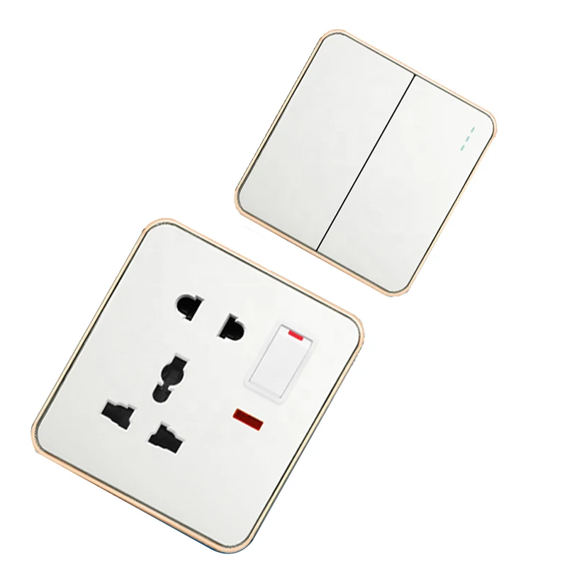 L2 British standard big button wall switch and socket and 5pin multi switched socket with 2USB ports