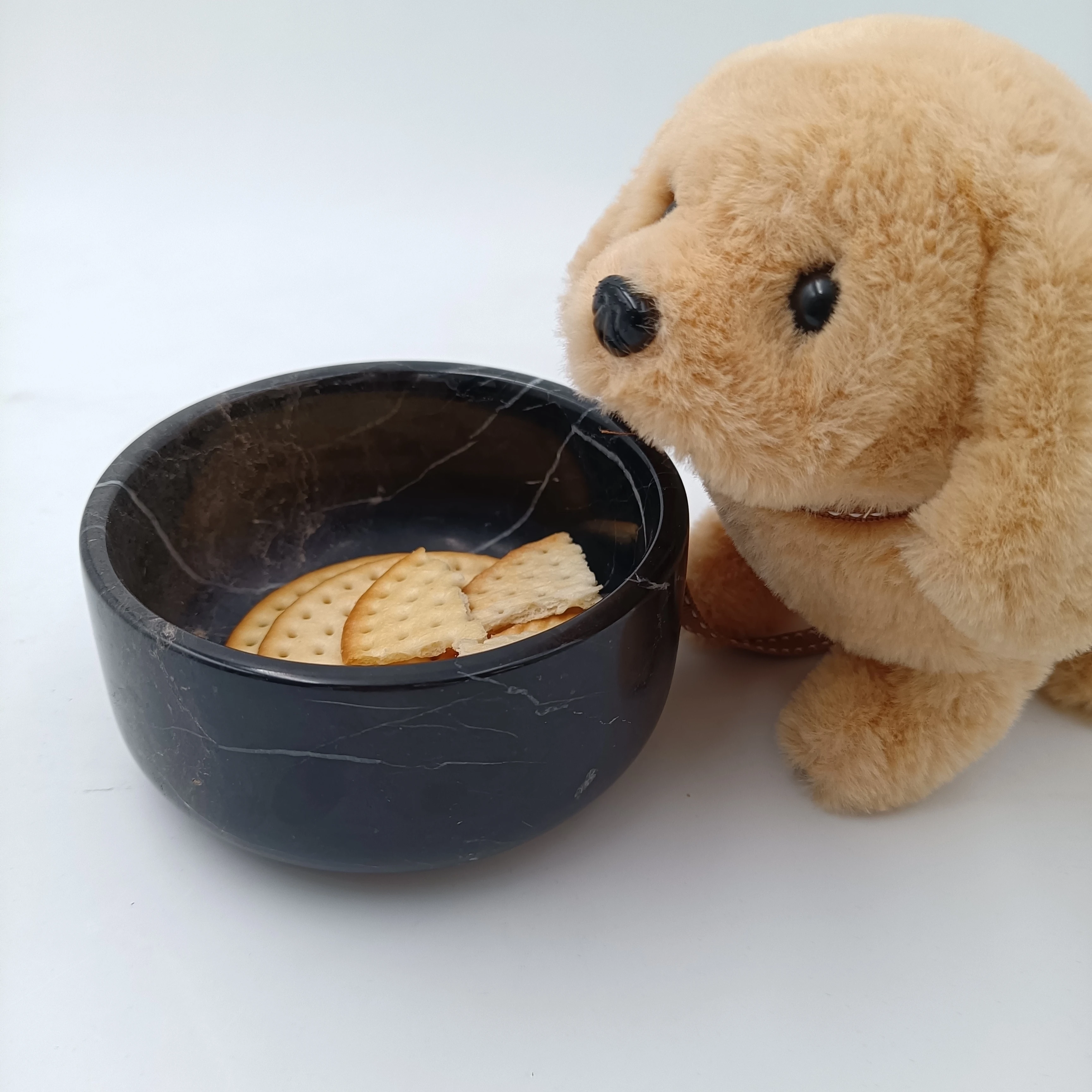 Wholesale Nero Marquina Marble Natual Stone Bowl Black Small Candy Bowl Black Round Bowl For Home Decoration