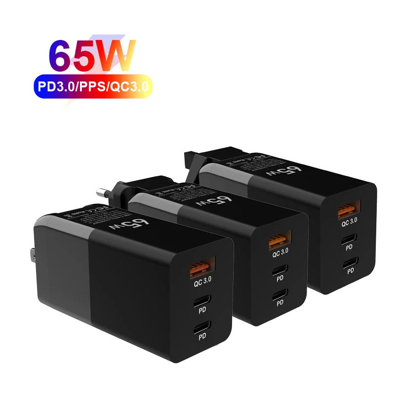 PD 20 Вт 65 Ган 3 порта USB C ноутбук зарядное устройство типа смарт-чехол для мобильного телефона на заказ адаптер iPhone 12 Macbook