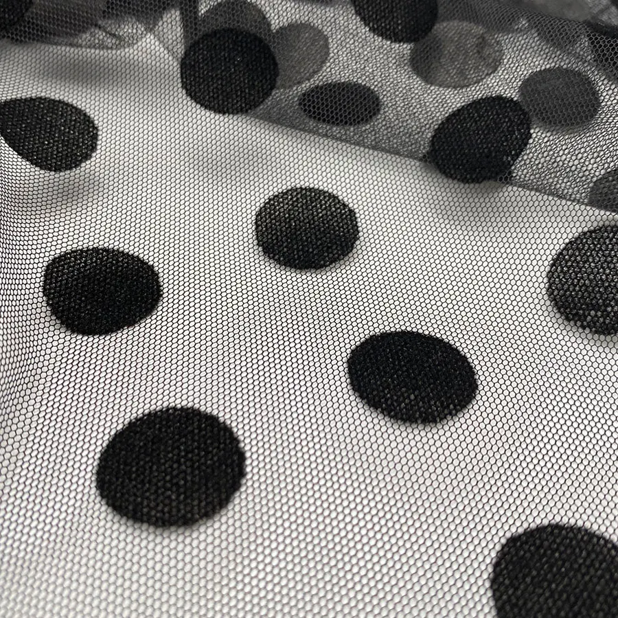 Garment dancing cloth custom manufacturer nylon mesh with flock net tulle knitted fabric
